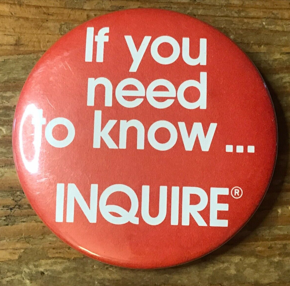 Inquire Pin If You Need To Know ... Vintage Computing Computer Tech Button