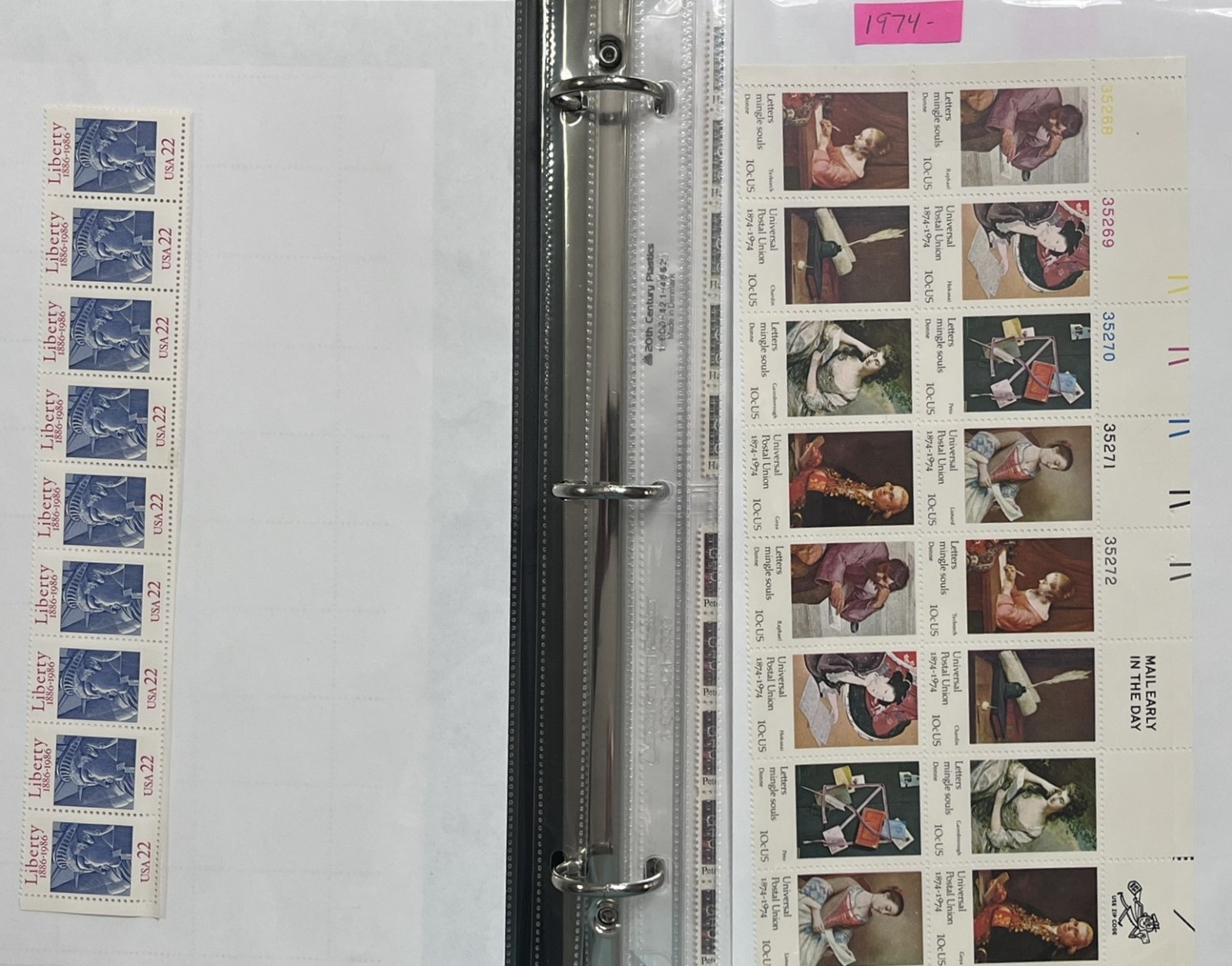 US PLATE BLOCKS, SHEETS, STRIPS, BLOCKS IN 3-RING BINDER, MNH FACE $180, LOT#93