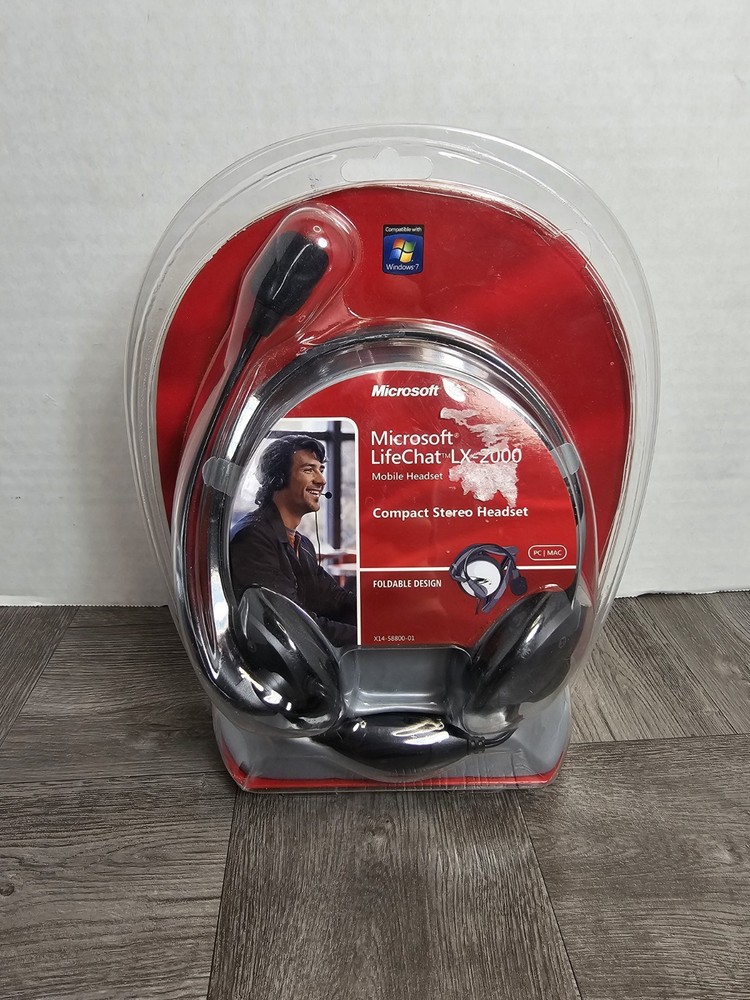 Microsoft Lifechat LX-2000 Compact Mobile Headset Foldable Microphone PC/MAC NIB