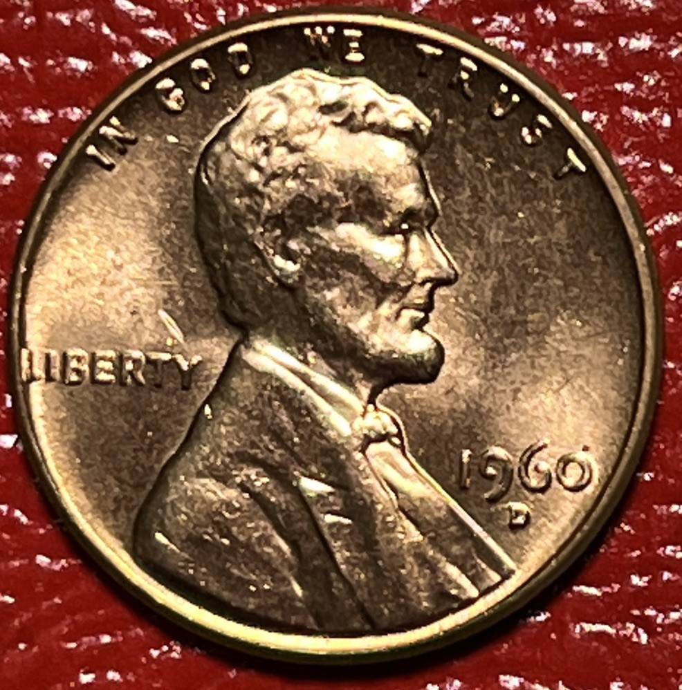 1960-D Lincoln Memorial Cent BU Red Upgrade Coin from OBW Roll Penny Collection