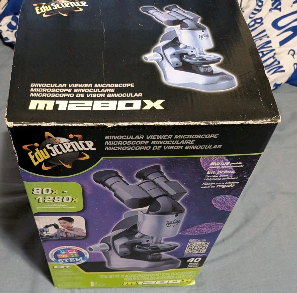 Edu Science M1280X Binocular Viewer Ultra Student Microscope w/ Box & Case