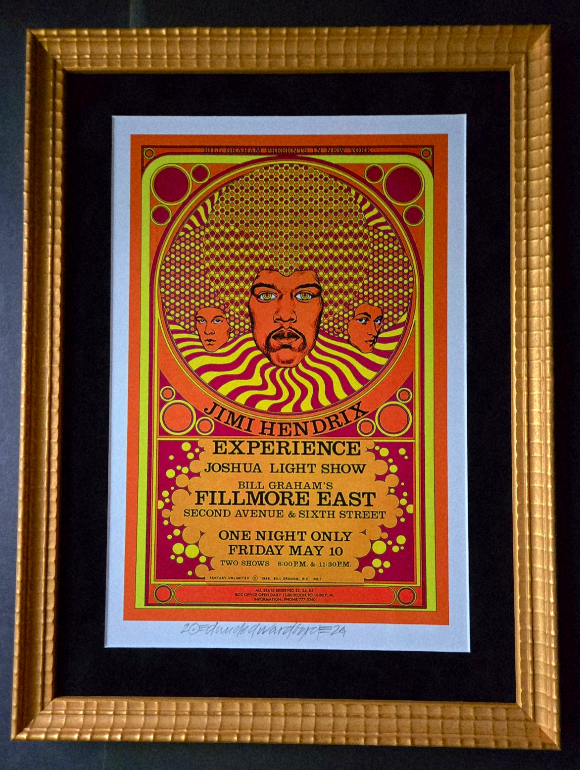MINT & Hand SIGNED 1968 Hendrix David Byrd Artist Edition FE 7 AOR 2.90 Poster