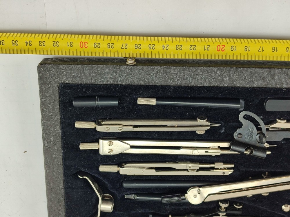 Antique Technical Geometry Maths Drawing Instrument Set Math Complete Set Boxed