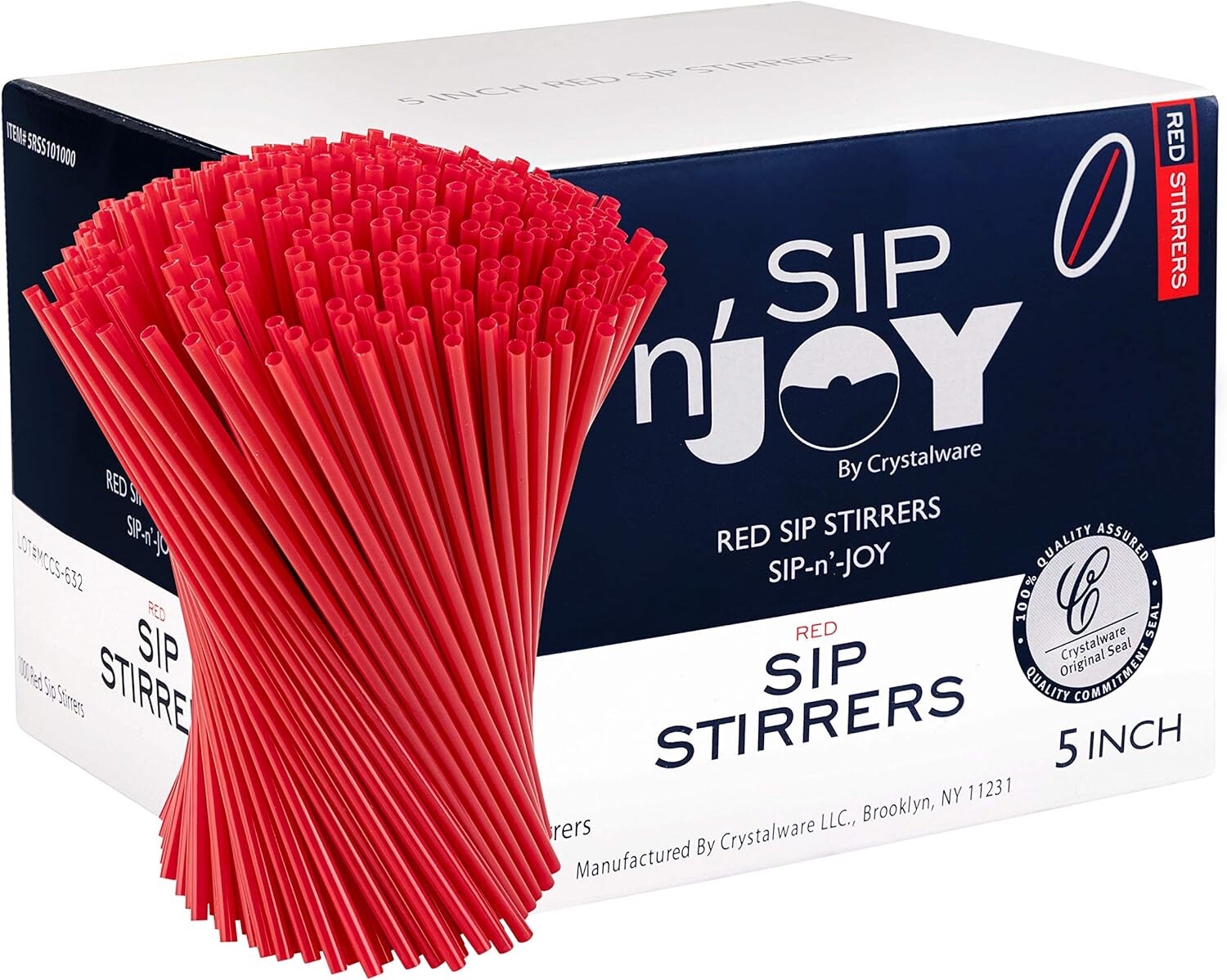 1000 Pack Red Plastic Stirrers Straws For Cocktail and Coffee Sip Sticks 5 in