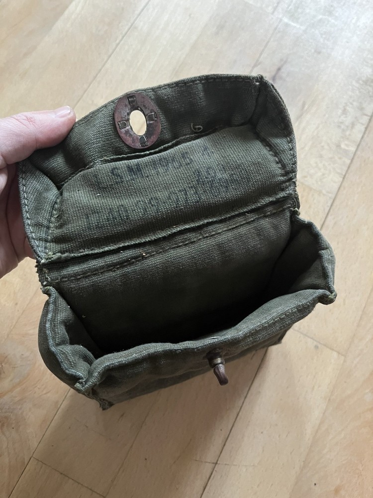 (A2) British Army 58 Pattern Canvas Binocular Carry Case Pouch Green webbing