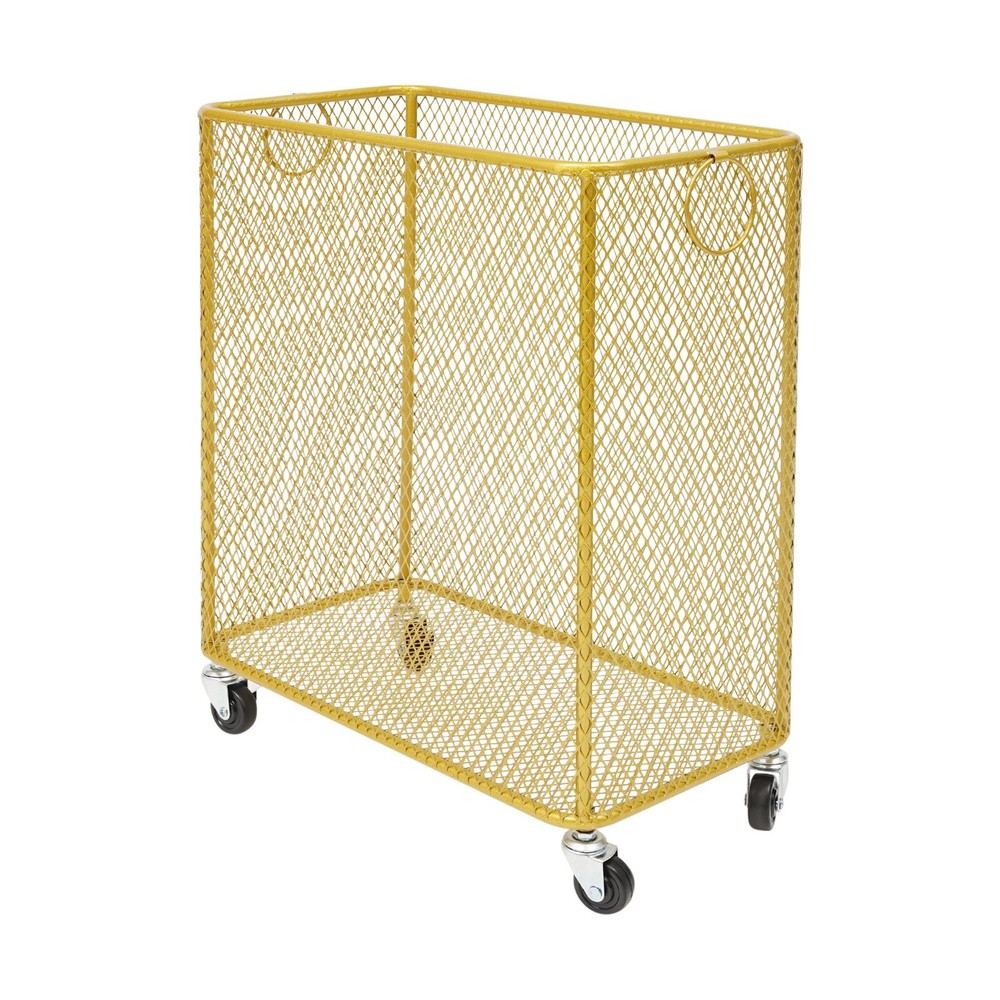 Rectangular Storage Busket Iron Rolling Laundry Basket For Home Gold,43*23*45cm