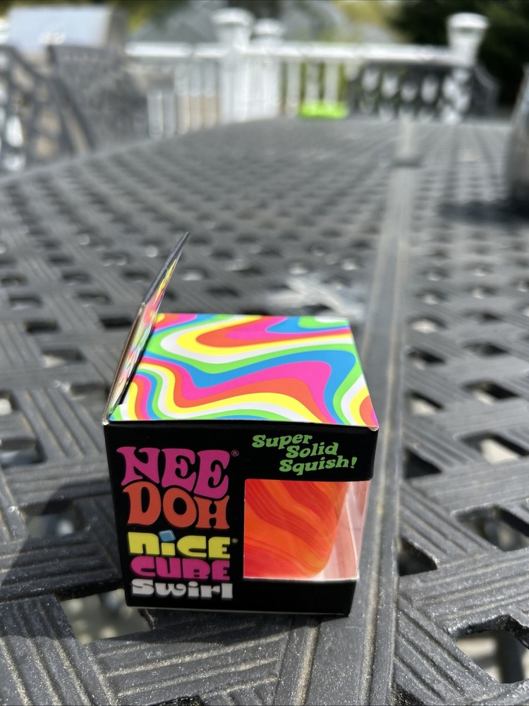ORANGE Schylling NeeDoh Nice Cube Swirl. Super Solid Squish AUTHENTIC