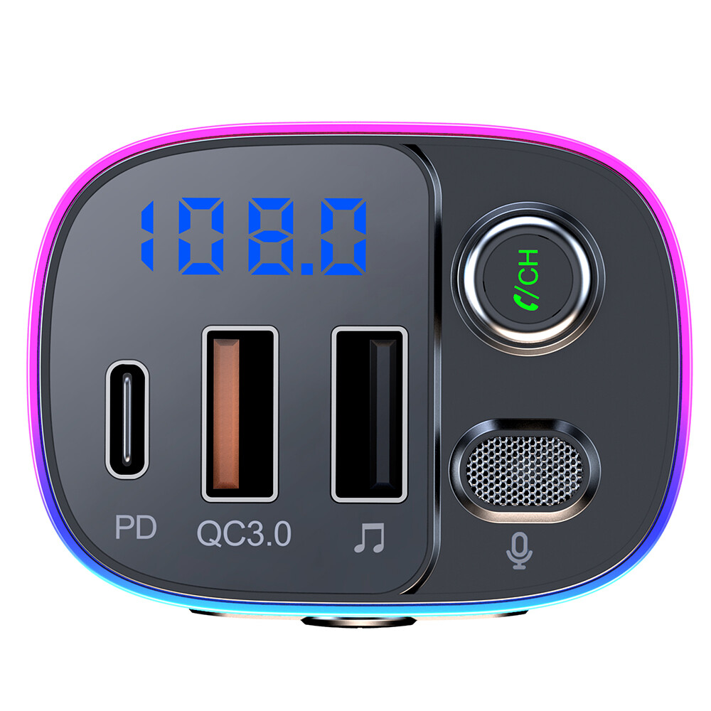 Bluetooth 5.0 FM Transmitter Radio Adapter QC3.0 PD3.0 Quick Charge In-Car Kit