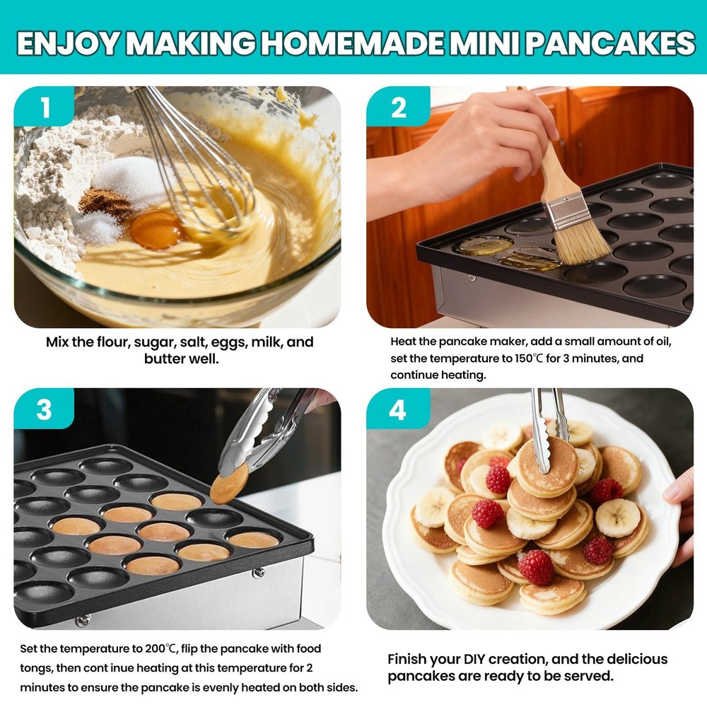 25-Hole Mini Pancake Maker Machine Non-Stick Design Mini Pancake Maker