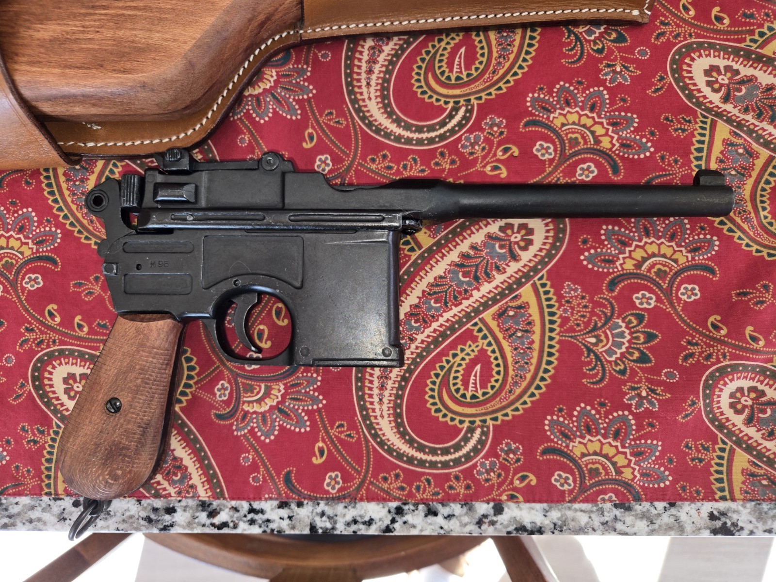 Mauser C96 Broomhandle Rig. Denix Replica Non-Gun.