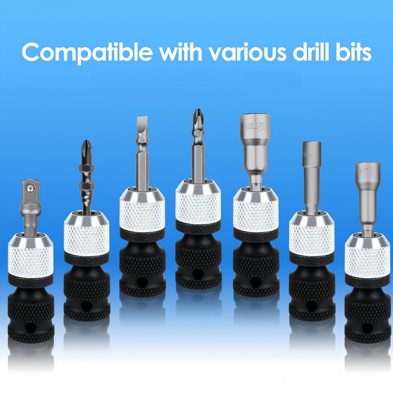 2 Adaptador De 1/2 a 1/4 Para Taladro Impacto Heavy Duty Llave Vaso Hexagonal