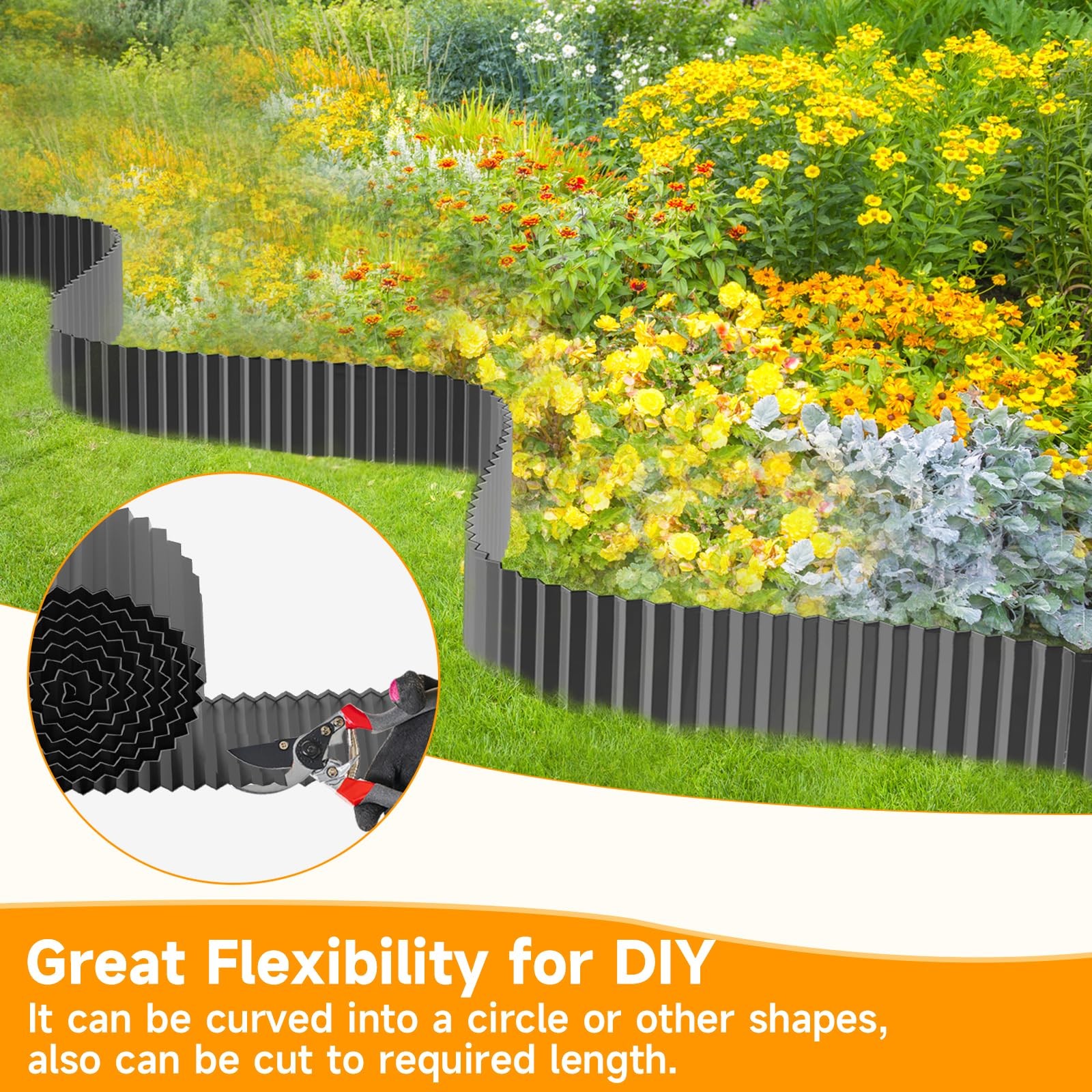 Corrugated Metal Edging for Landscaping, Sturdy Garden Edging Border for Flow...