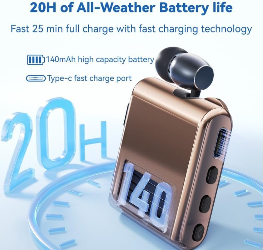 K89 Wireless Business Bluetooth Headset with LCD Display, Retractable Single Ear