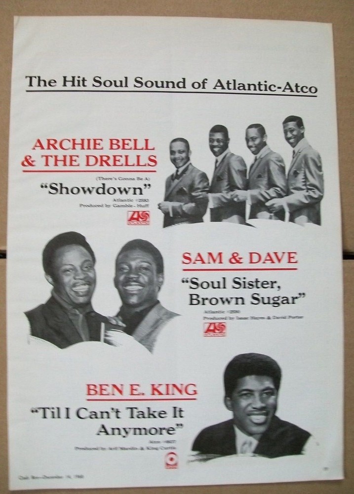 Archie Bell & The Drells Sam & Dave Ben E King 1968 Ad- Atco Atlantic