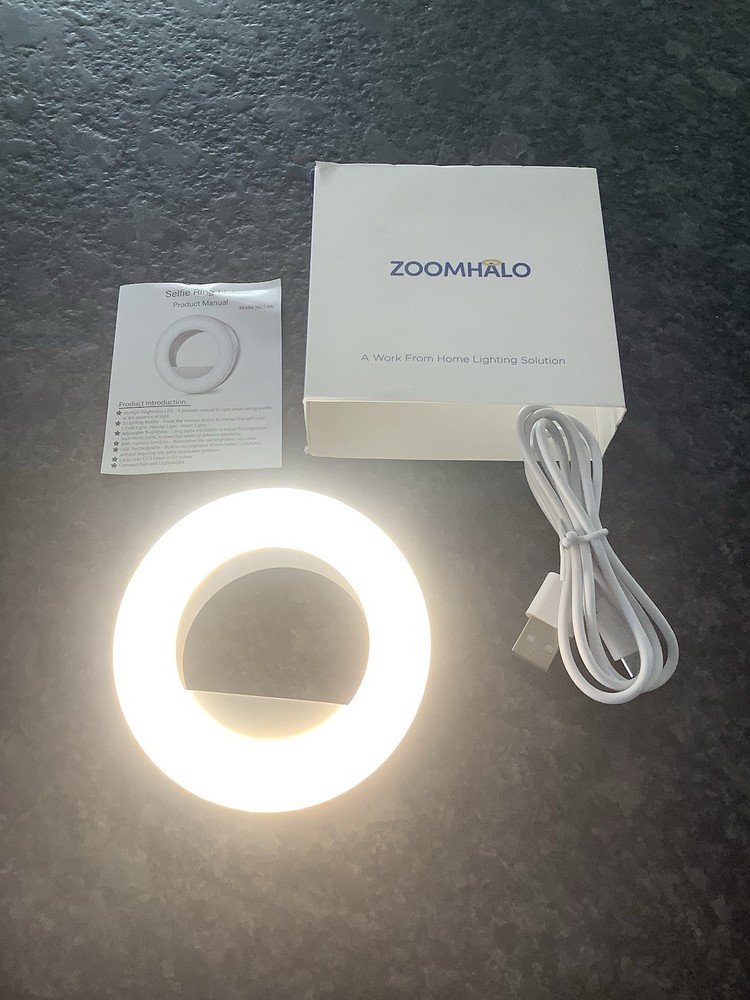 Phone Selfie Ring Light USB Rechargeable LED With 3 Brightness Modes & USB Cable