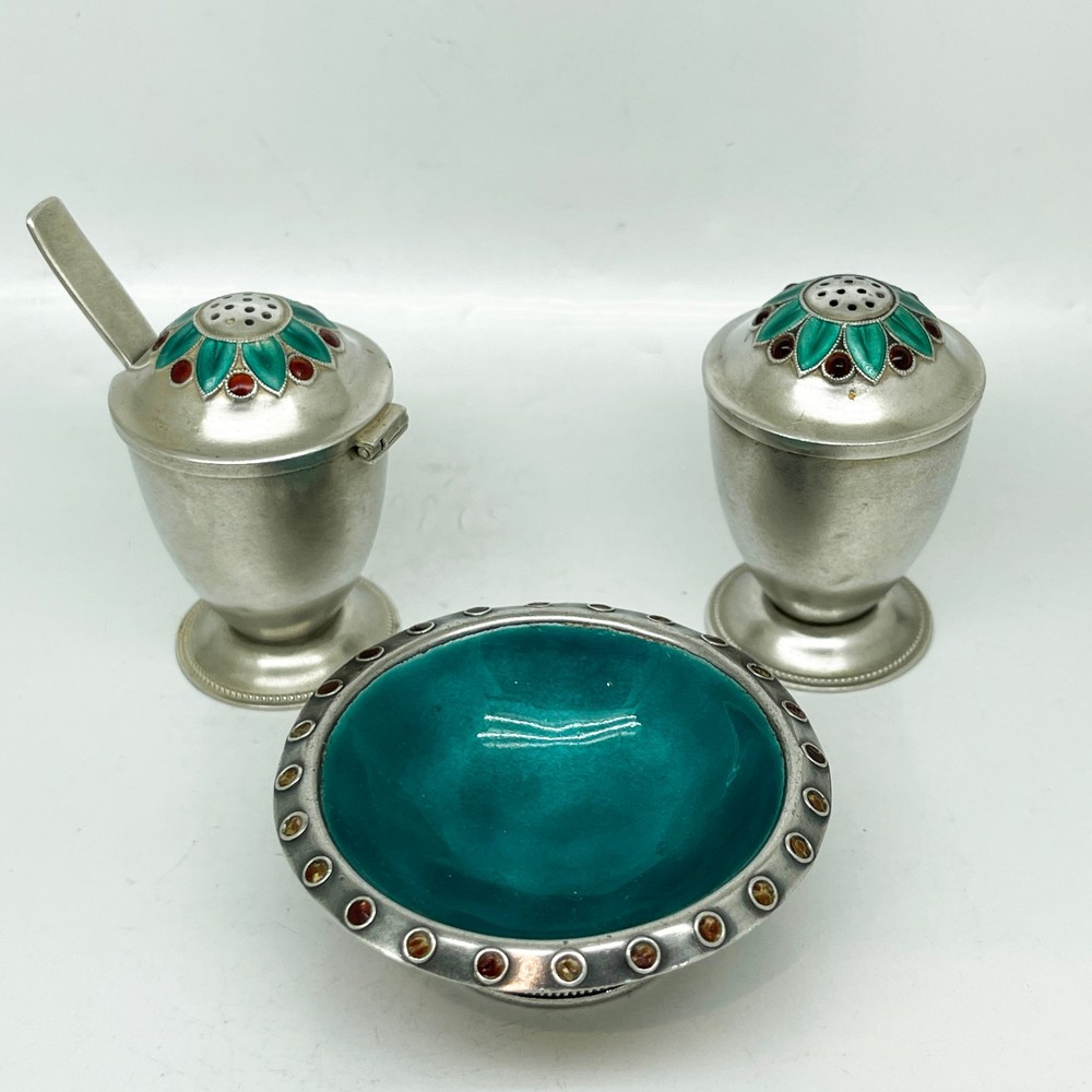 Russian Vintage Silver Enamel Set
