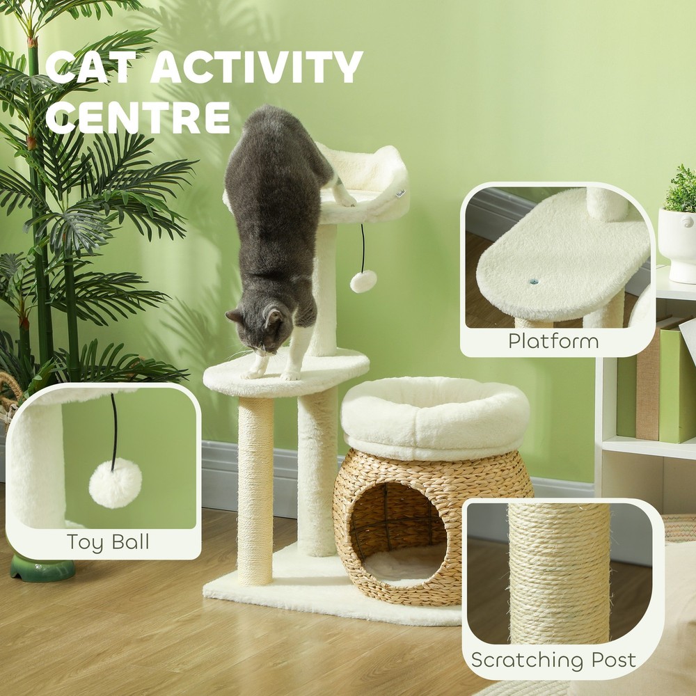 31" Cat Tree Tower with Scratching Posts, Cat Condo, Beds, Platform