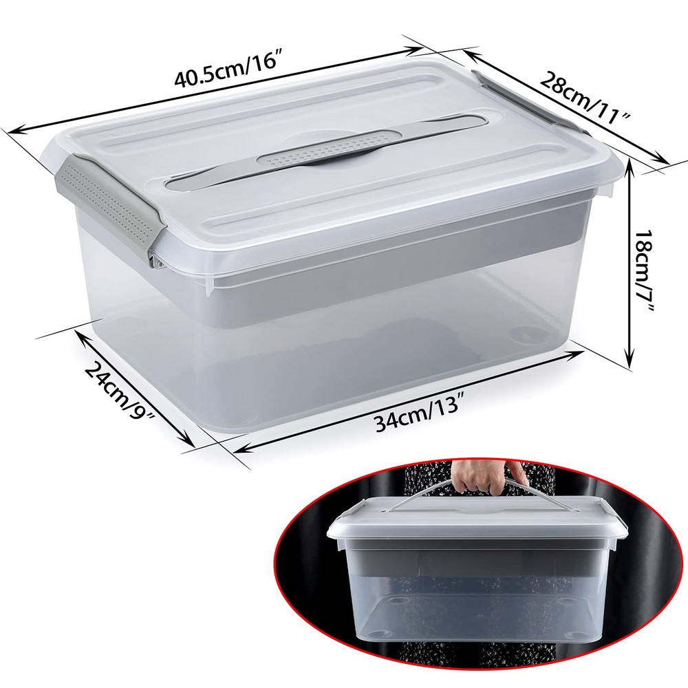 Stack & Carry , Clear Plastic Storage Container Stackable Home Utility with R...