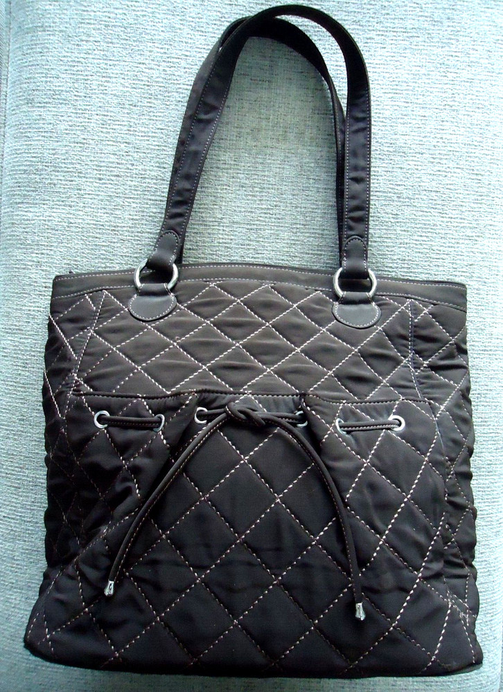 Vera Bradley Brown Quilted Microfiber Tote