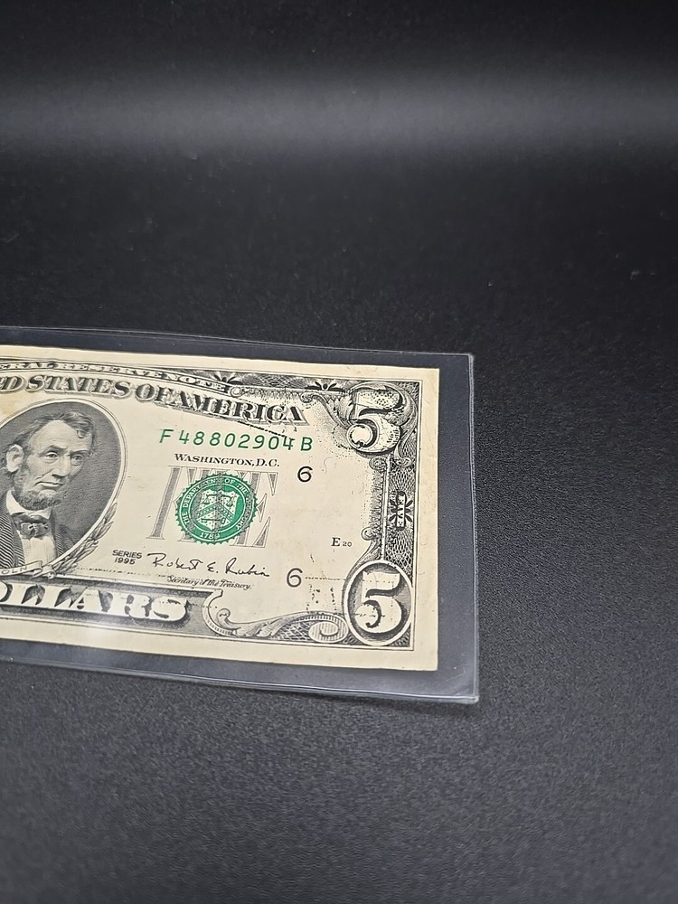1995 $5 FRN - Printing Overprint