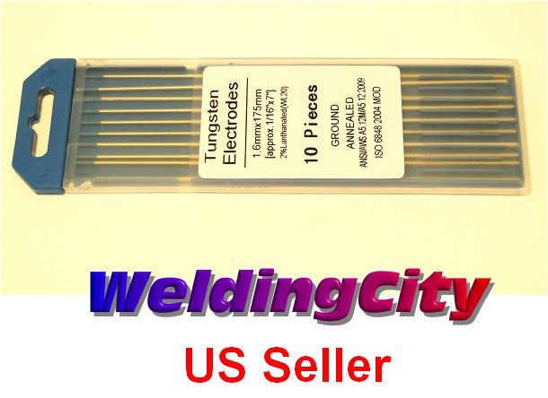 WeldingCity® 10-pk TIG Welding Tungsten Electrode 2% Lanthanated Blue 1/16x7" US