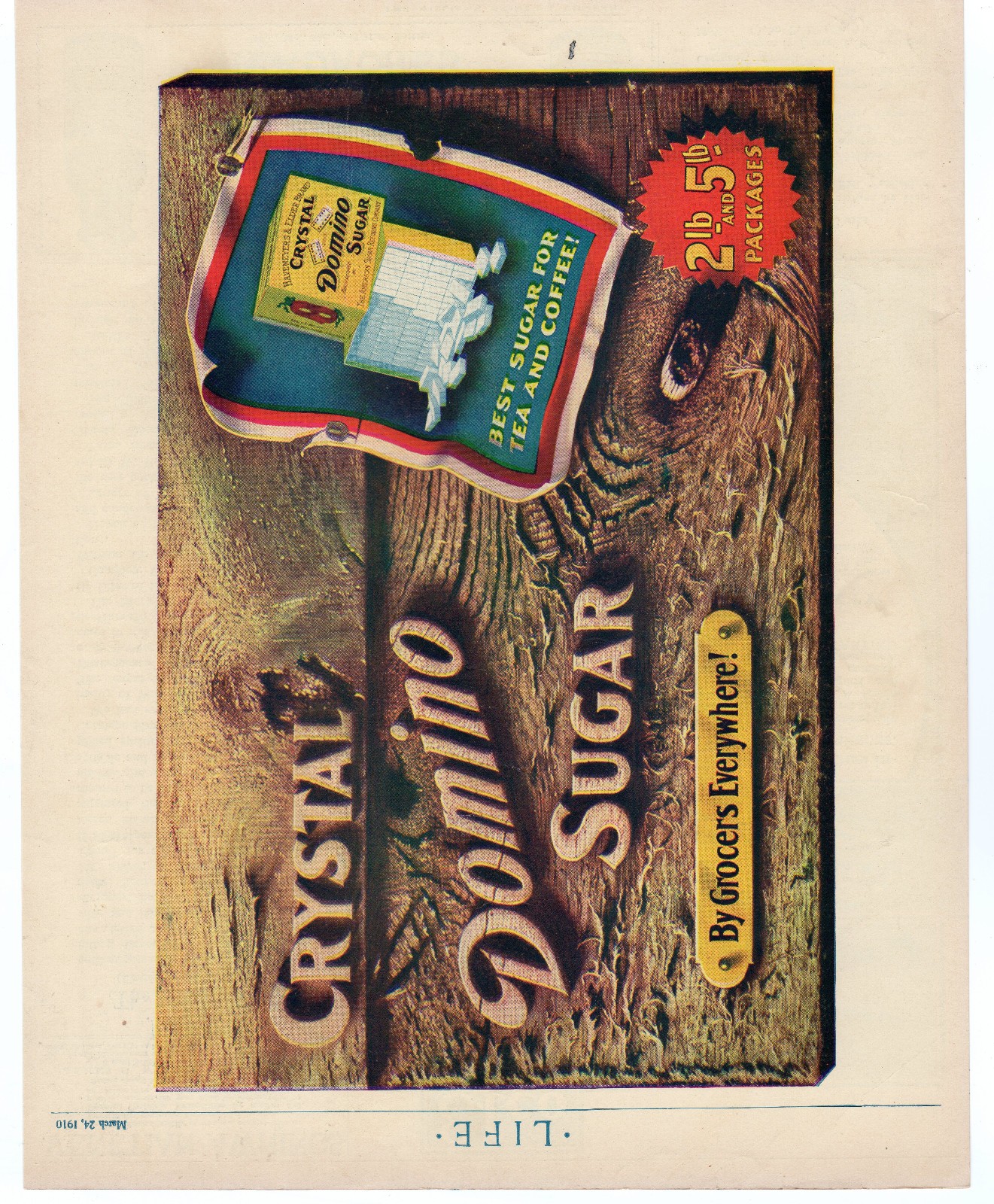 1910 Crystal Domino Sugar Magazine Ad Edwardian Food Kitchen pre WWI