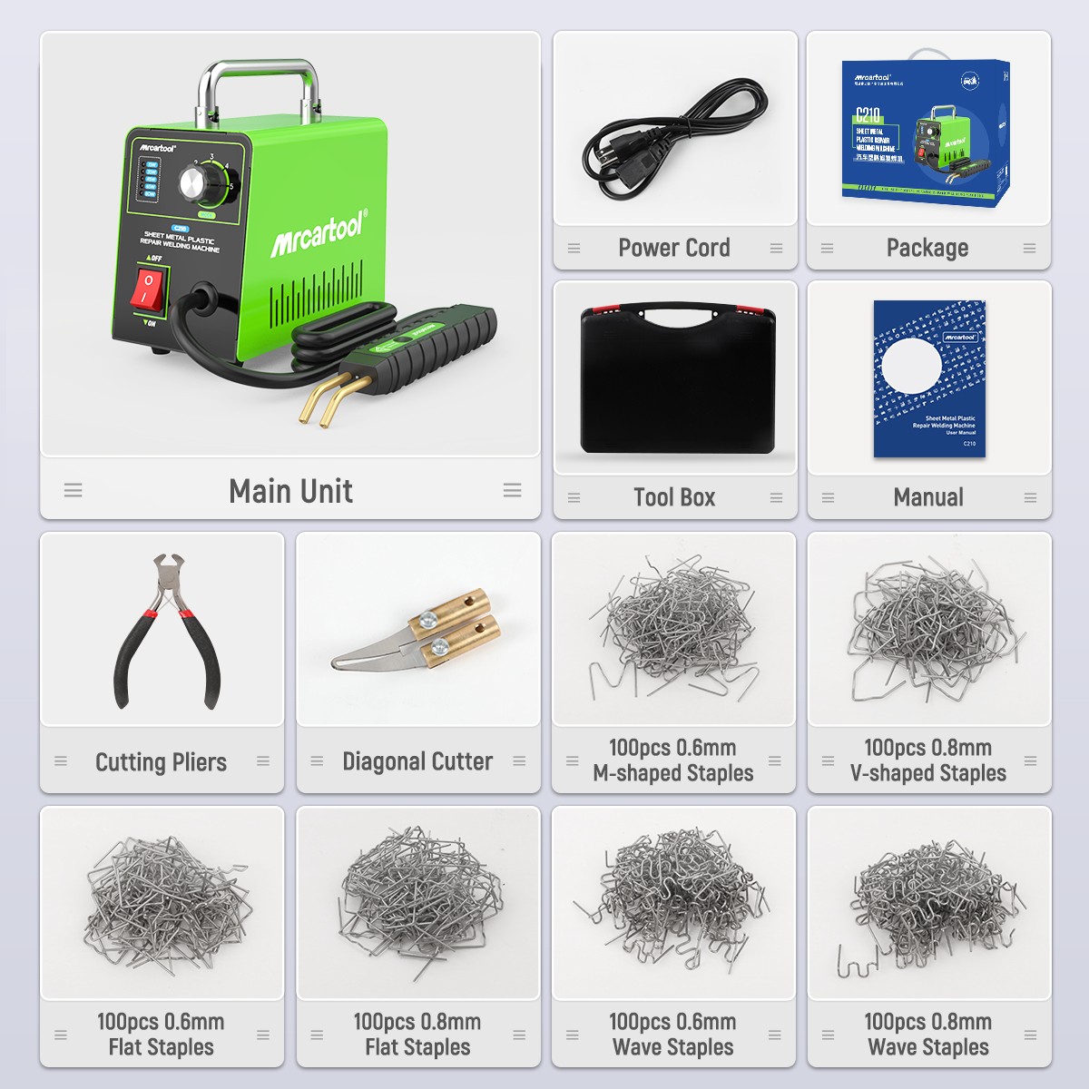 80W Hot Stapler Plastic Welder Kit Car Bumper Repair Welding Machine 600 Staples