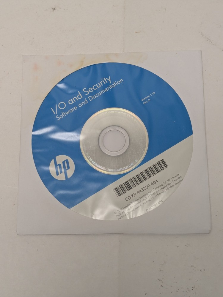 HP I/O AND SECURITY SOFTWARE AND DOCUMENTATION CD Kit 443200-404