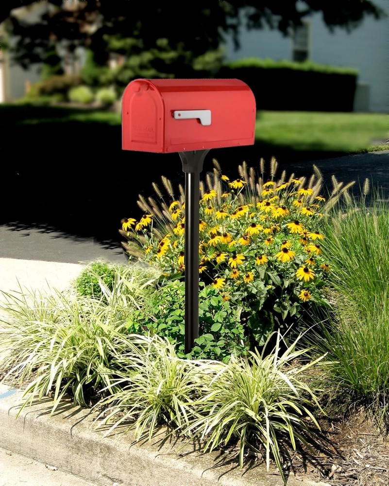 Medium Post Mount Mailbox in Bold Red - Secure Magnetic Closure & USPS Approved