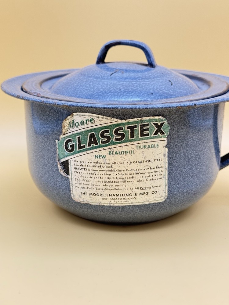 Vintage Moore Glasstex Enamelware Junior Combinet w/ Lid
