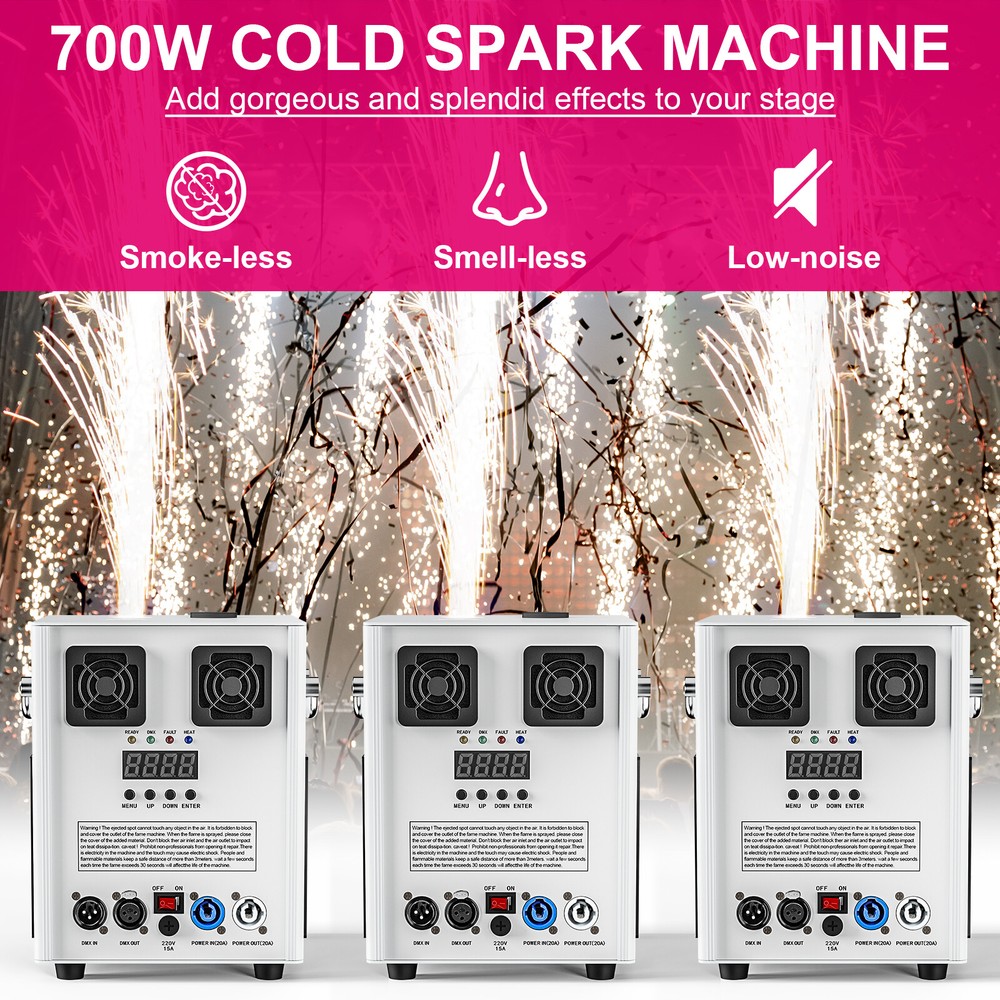 700W Cold Spark Machine DMX Stage Firework Machine & Flight Case For Wedding