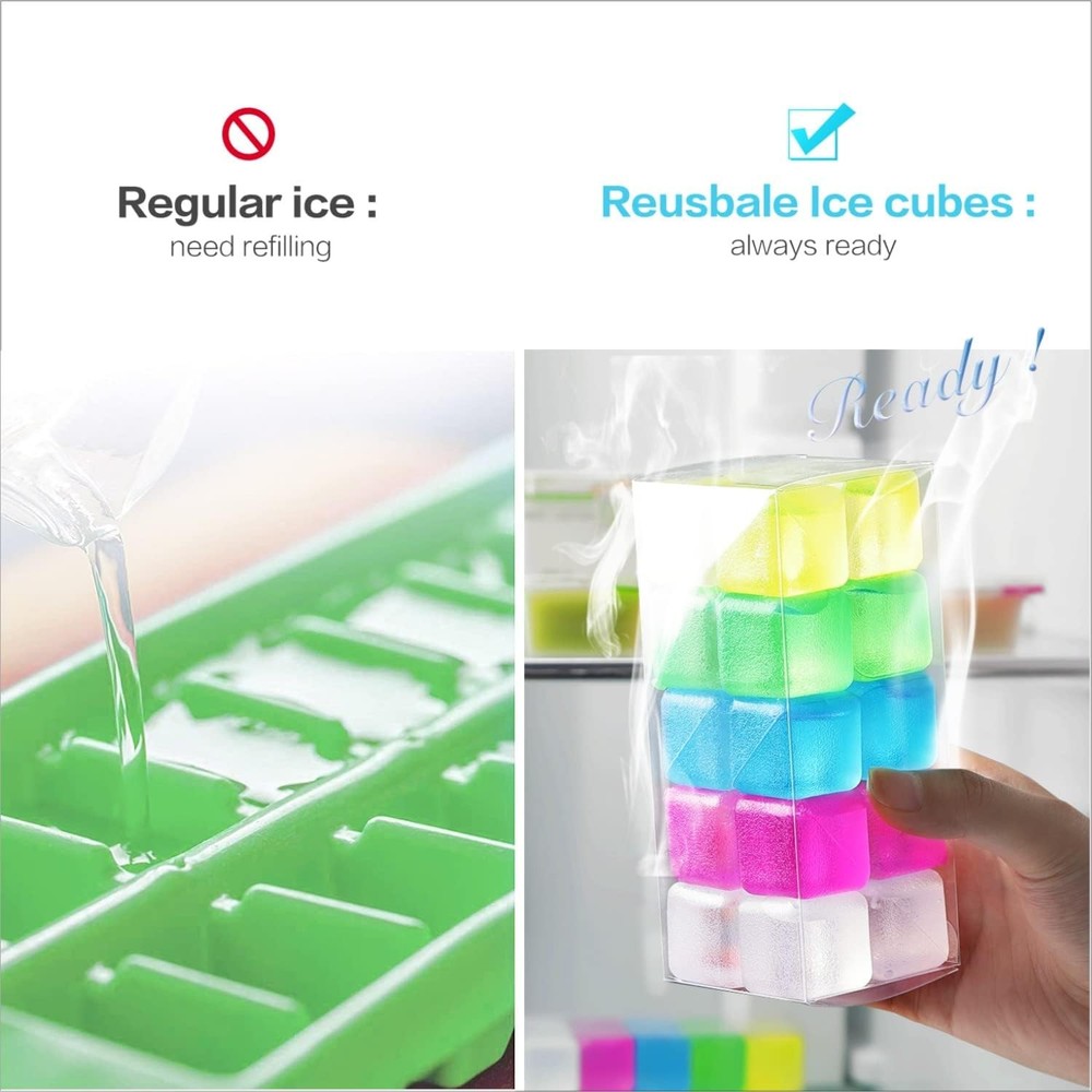 Reusable Ice Cube for Drinks - Multi-Color Plastic 0.98”, Multicolor