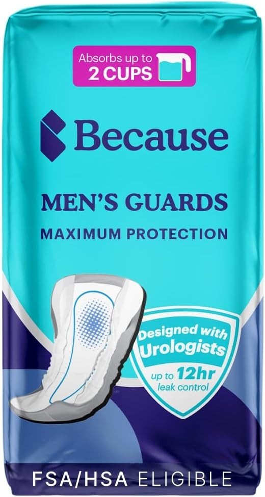 Individually Wrapped Guards for Men - 2 Cups Absorbency & Odor Control