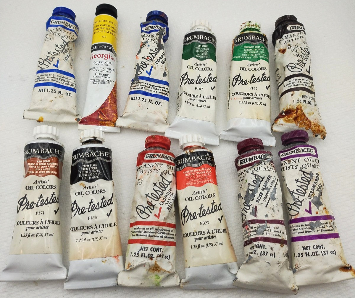 Paint & Brush Artist Lot Oil Grumbacher Pastels Charcoal Winton Fine Hog Vintage