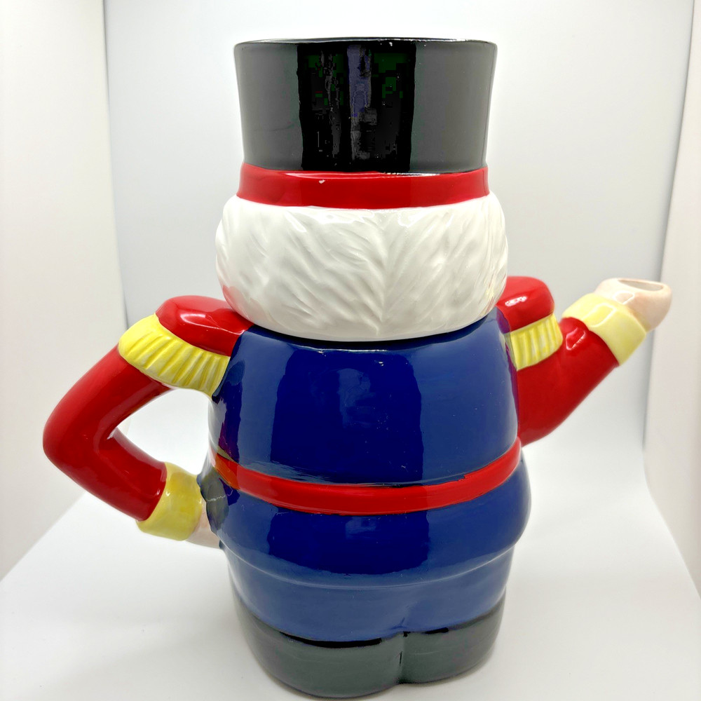 Christmas Nutcracker Tea Pot Ceramic Multi-color 8.5" Tall