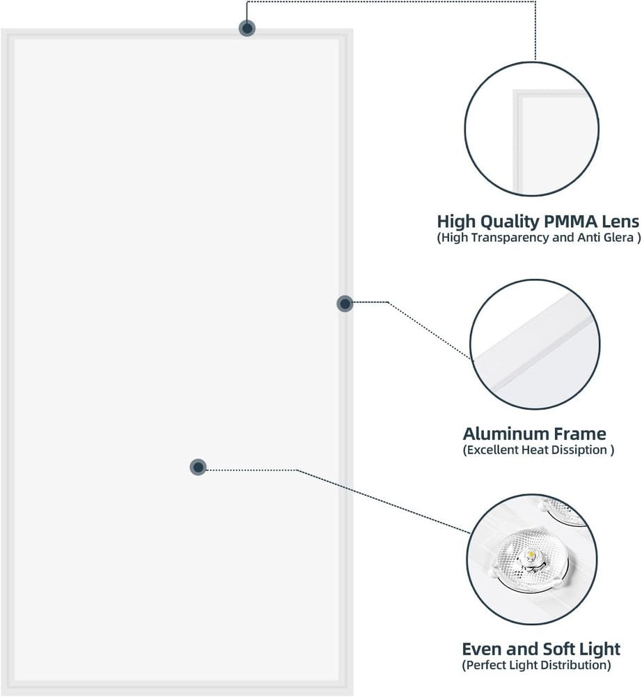 2x4Ft LED Panel Troffer Edge-Lit Flat (4 Pack) 75 Watt,7800LM Drop Ceiling Light