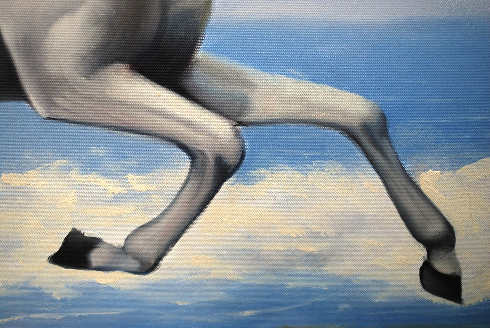 HORSE RUNNING ALONG OCEAN Original Art ACRYLIC PAINTING/CANVAS Signed 36" x 24"