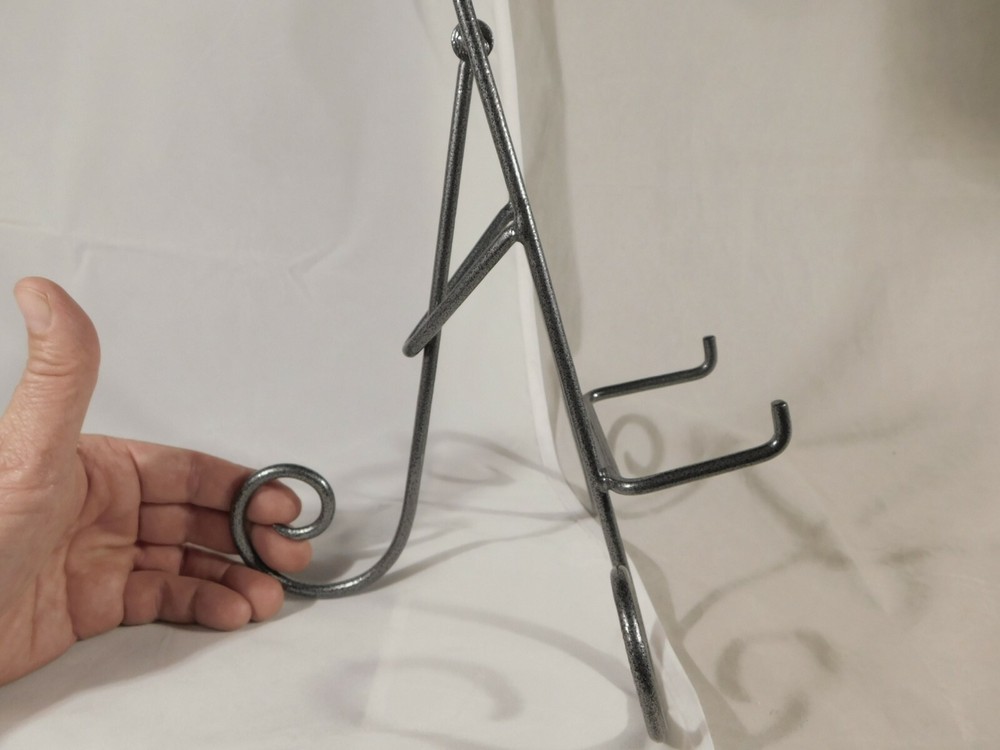 Easel Display Stand XL Large Size Scroll Design Dark Silver Folding