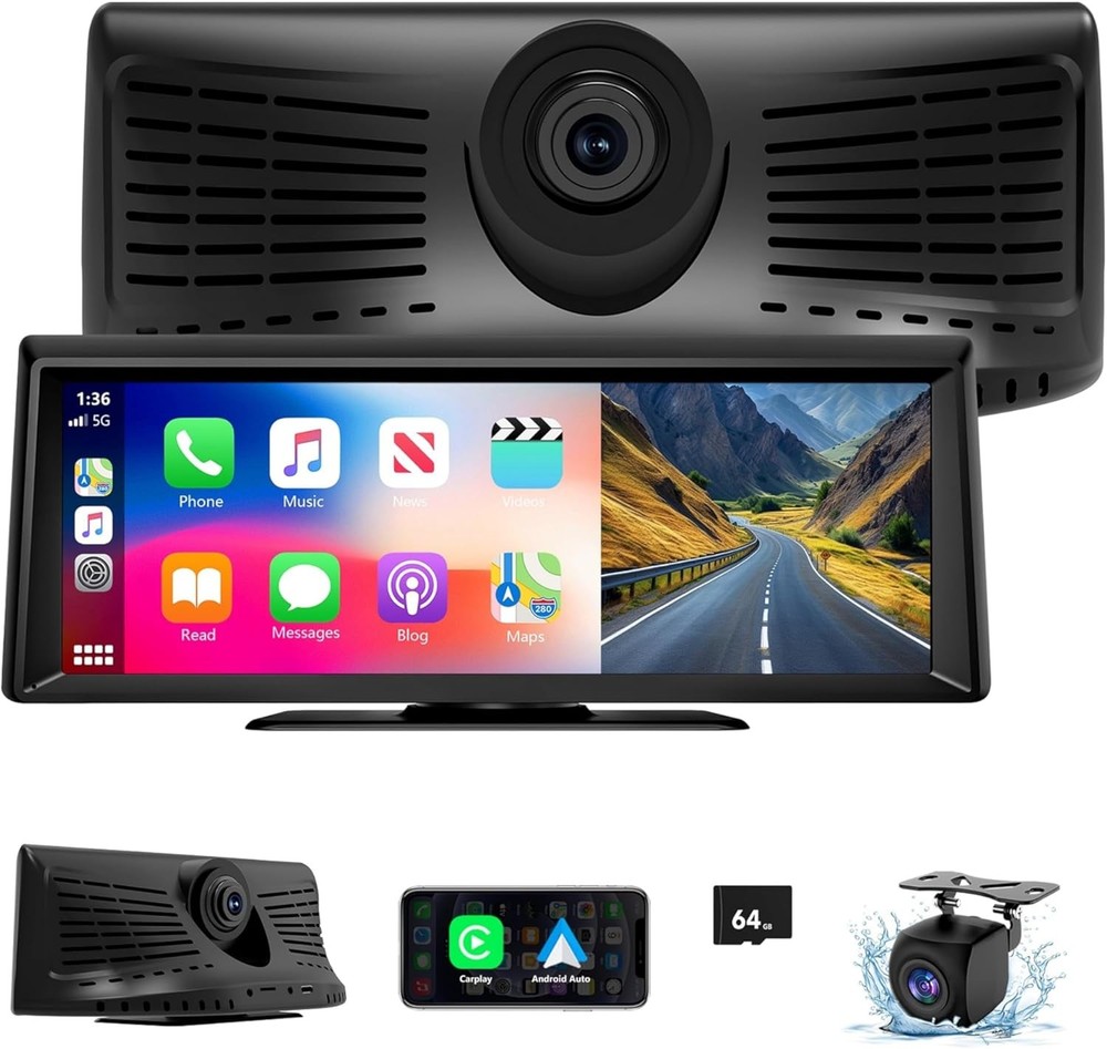 8.1" Wireless CarPlay Android Auto HD Dash Cam Stereo w/ 1080P Backup Camera GPS