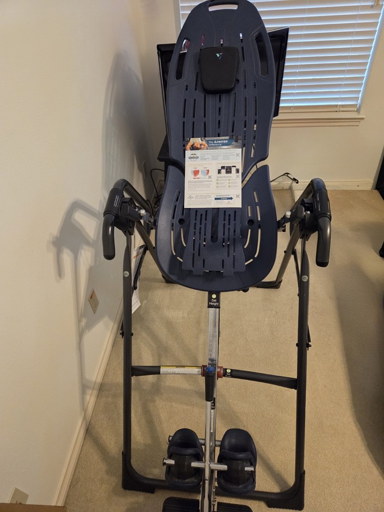 Teeter EP-970 Adjustable Padded Foldable Inversion Table Blue w/ Accessories