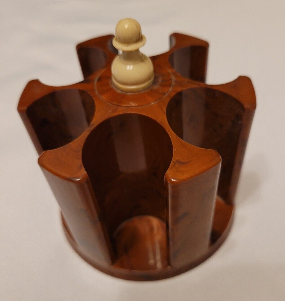 Vintage Marbled Bakelite Poker Chip Chips Storage Carrier 4"