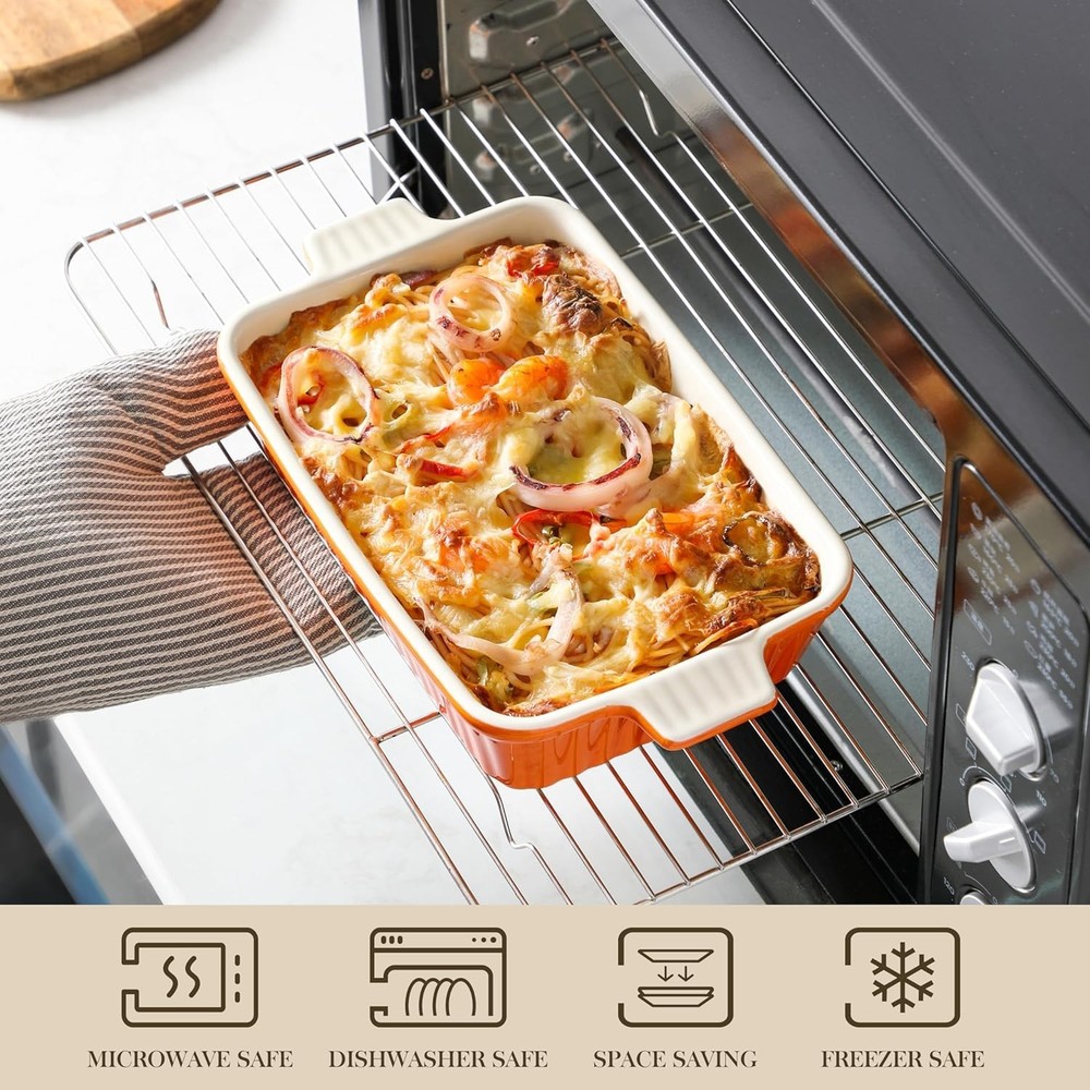 Bakeware Set of 4 Ceramic Baking Pans Rectangular Oven Safe Casserole Dish