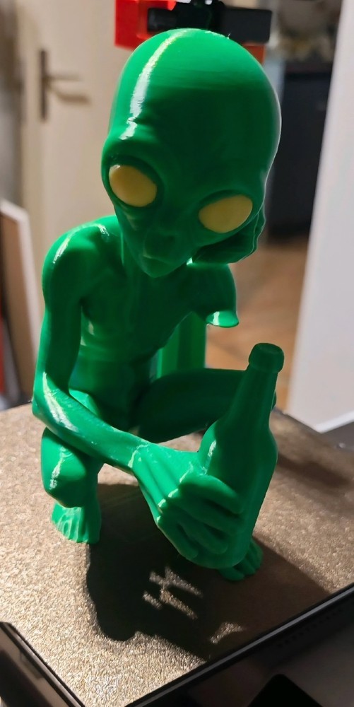 Alien Drinking A Beer Figure