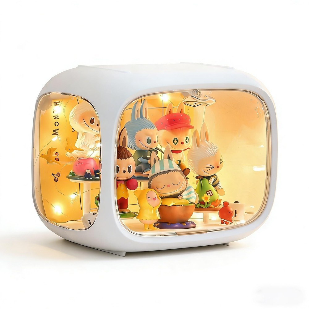 Clear Acrylic Display Case for Figures with LED Light, Dustproof & Moisturepr...