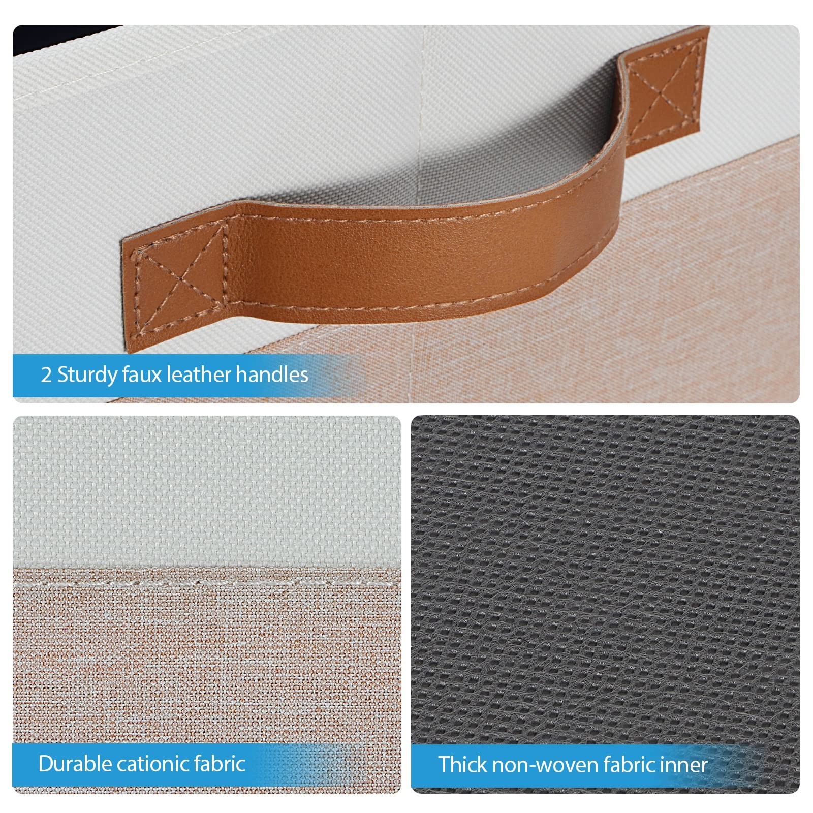 PFFVRP Large Fabric Storage Bins, Foldable Fabric Storage Baskets for Shelves...