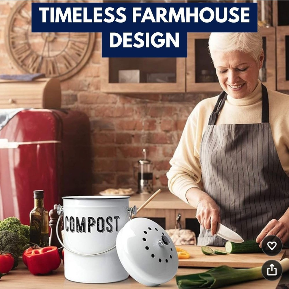 Rust-Proof Countertop Compost Bin - 1.3 Gal