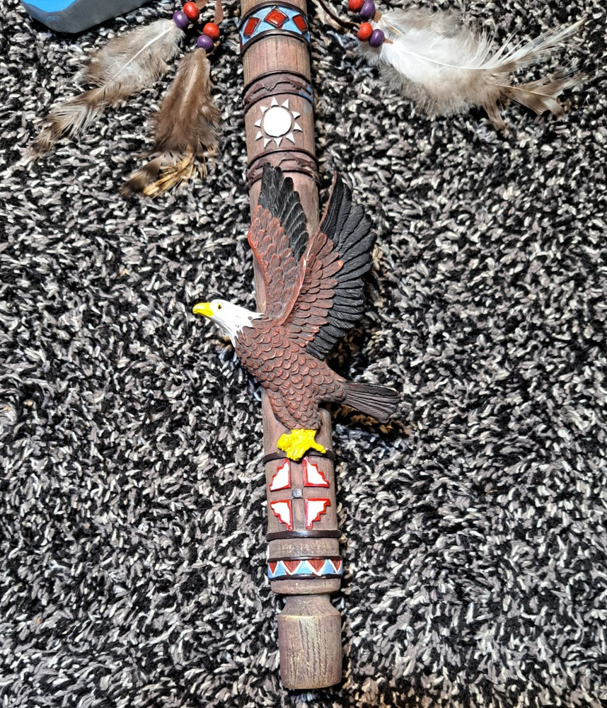 Native American Ceramic Tomahawk - Indian Eagle Decorative Wall Hanging, 15"