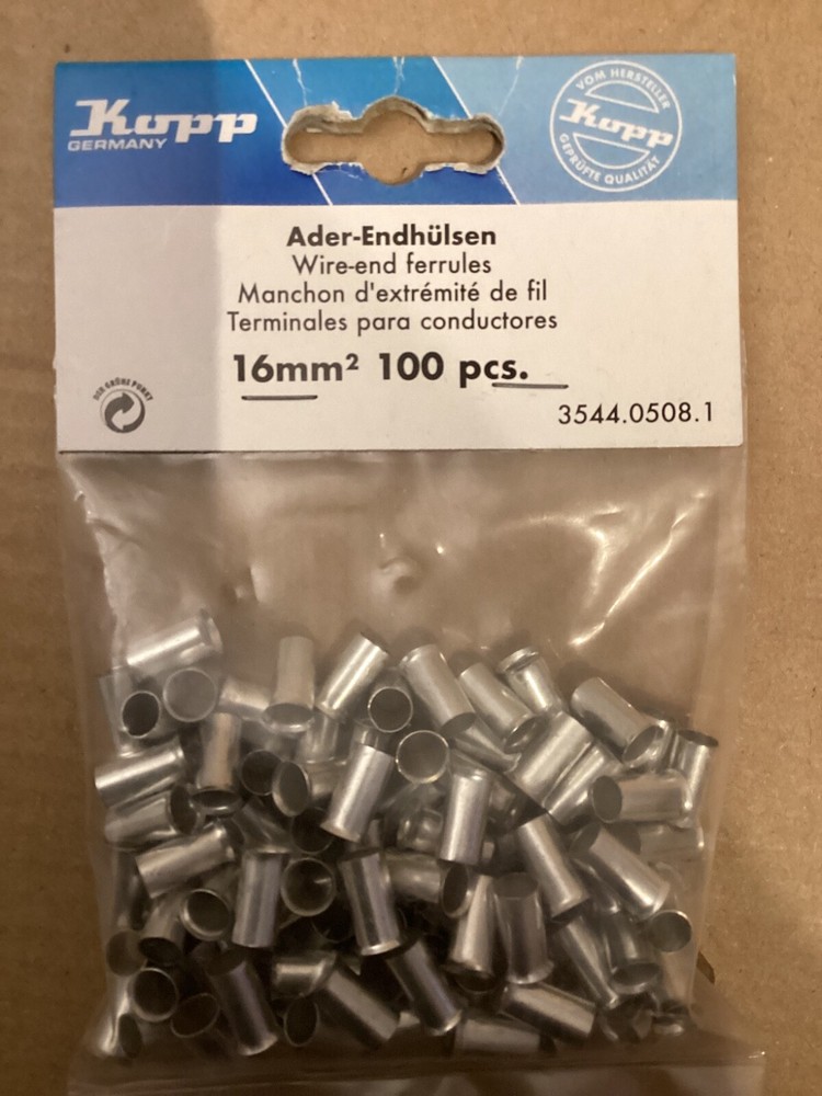 Kopp wire end ferrules without plastic collar 16 mm² 100 pieces
