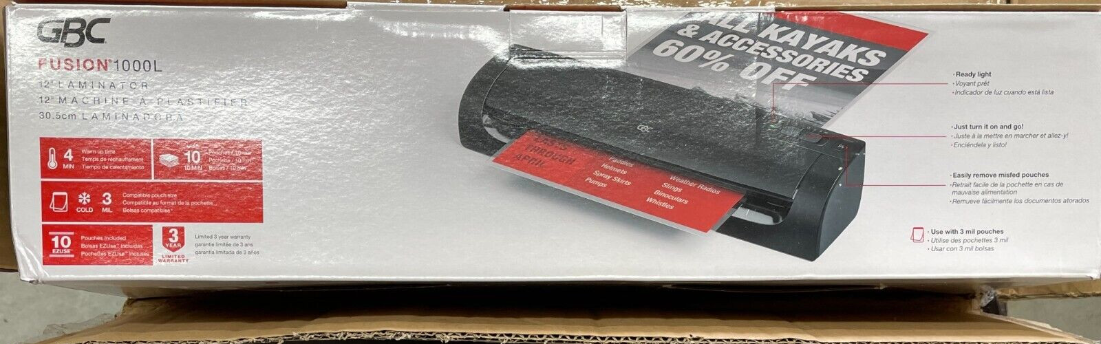 Swingline GBC Fusion 1000L Laminator 3mil to 12"W; 5mil 4" x 6"