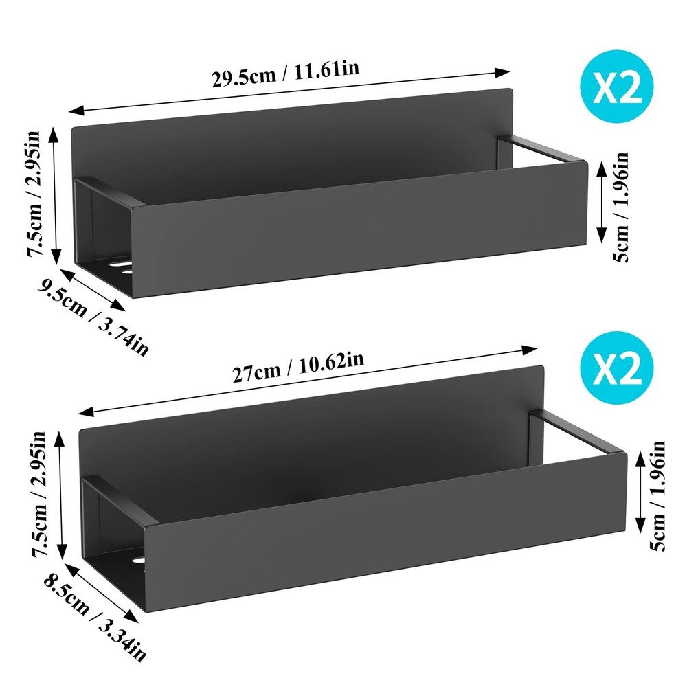Magnetic Spice Holder 4 Pack, Refrigeor Organizer, Black